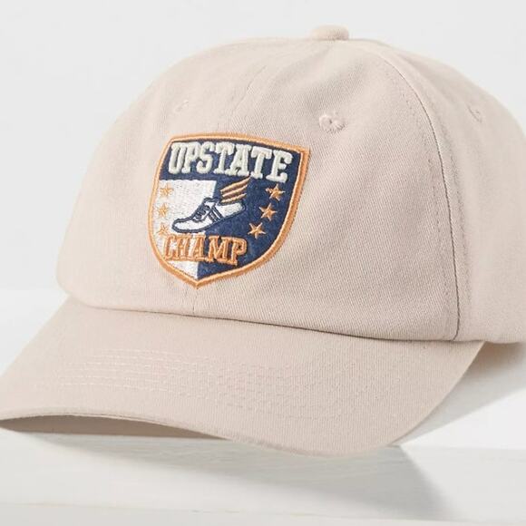 BY ANTHROPOLOGIE NWT Varsity Patch Upstate Champ Baseball Cap Beige Sporty Prep main image 4
